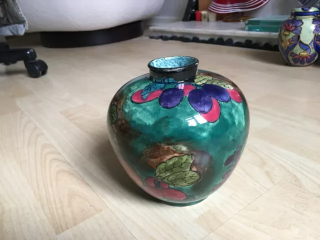 Hancock's Corona Ware Coronaware Fruit Pattern Hand Painted F X Abraham Vase