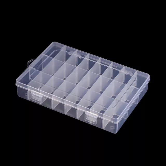 Transparent 24 Grids Storage Box Plastic Embroidery Floss Bobbins Bead Organi ZF