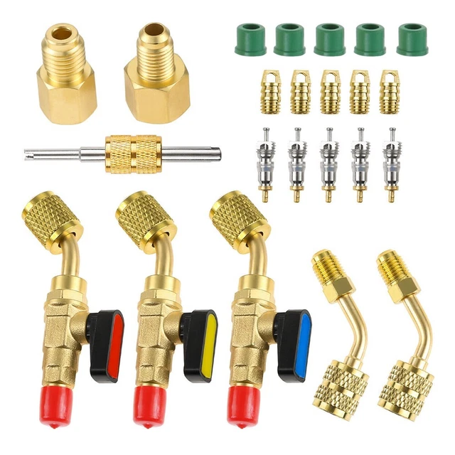 Adaptateur 1/4" Mâle/femelle Pour Vanne à Bille - Compatible R134a, R22 (climatisation) - Neuf
