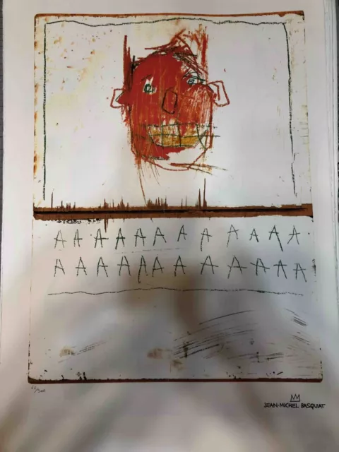 Jean Michel Basquiat Litografía Off Set CM 50x70 Con Certificado De Genuino