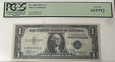1935 A  $1 Silver Certificate PCGS 66 PPQ EC Block  Fr 1608 Gem Uncirculated