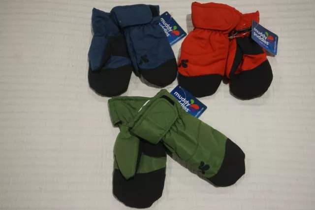 Muddy Puddles Girls Boys Fleece Lined Mittens Gloves Red Blue Green