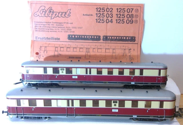LILIPUT H0 12502 Triebwagen VT 25 + VS 145 DRG Garnitur geprüft ...