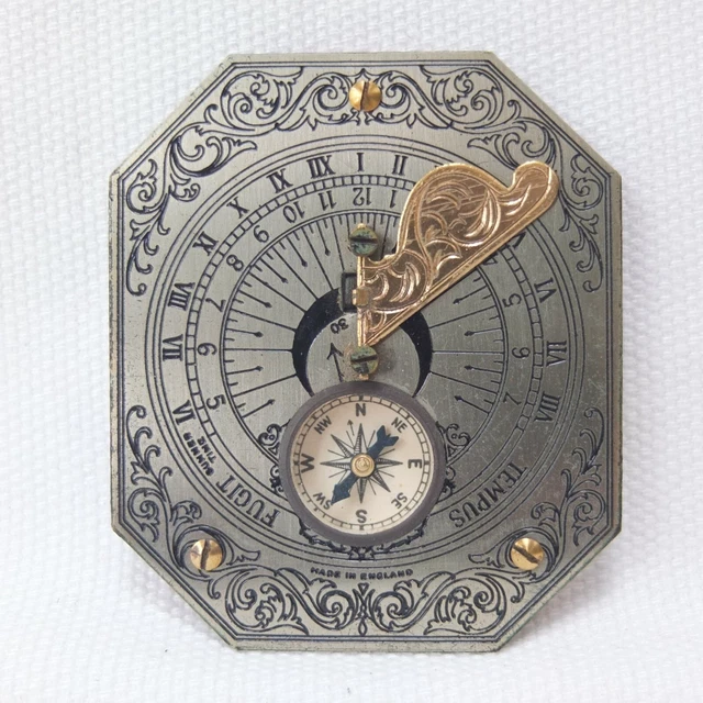 ANTIQUE FRANCIS BARKER BRASS POCKET SUNDIAL COMPASS with CASE BOX & INSTRUCTIONS