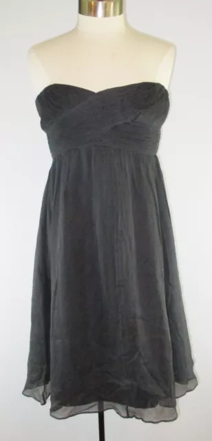 J. Crew Strapless Gray Silk Chiffon Dress SZ 14 Womens Cocktail Party Wedding