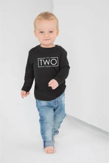 I'm Two Today 2nd Birthday Kids LONG SLEEVE T-shirt 2 Childs Age 2 year I Am Two