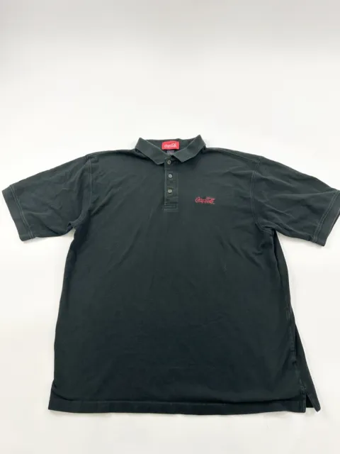 Coca-Cola Polo Shirt Mens XL Black Short Sleeve Coke Bottle Pop Employee Uniform