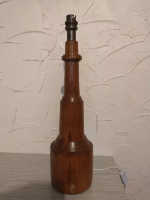 Unusual Vintage Turned Oak Table Desk Lamp-Beautiful Grain - Quality Made - 44cm 2