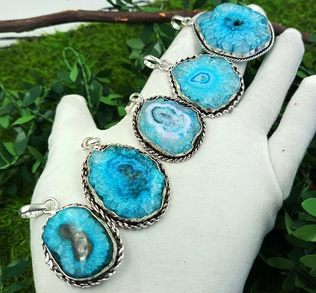 Solar Quartz Drusy Wholesale Pendant Lot 925 Sterling Silver Plated Jewelry...