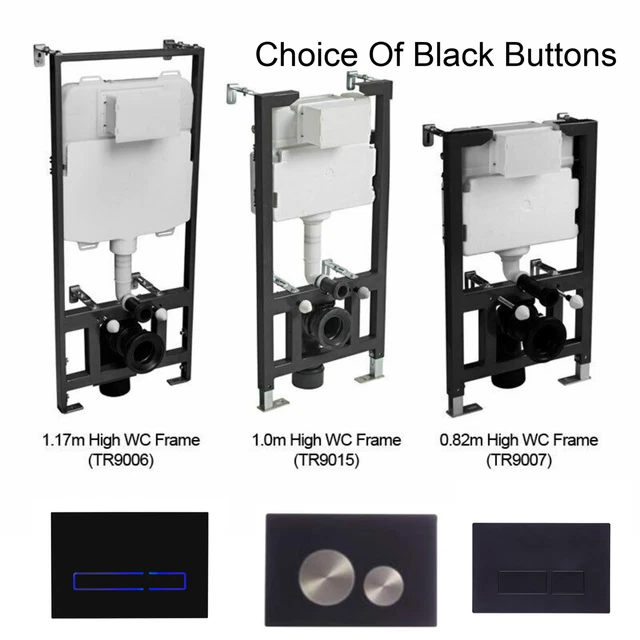 ROPER CONCEALED WALL Hung Toilet WC Adjustable Cistern FrameBLACK