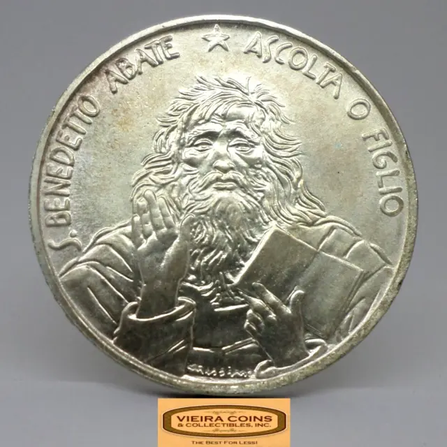 1980 San Marino Silver 1000 Lire 1,500TH Ann. Birth of St. Benedict #C34343NQ