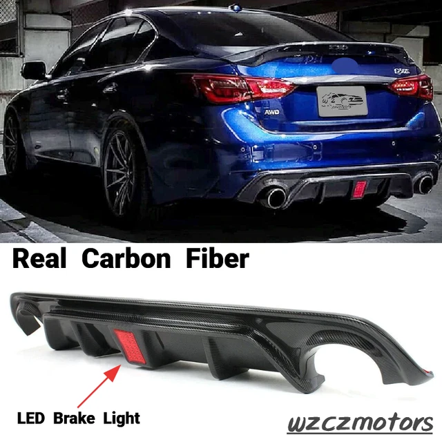 FOR 20182022 INFINITI Q50 Carbon Fiber Rear Diffuser Lip With LED