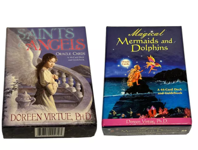 2x Doreen Virtue Oracle Card Sets - Saints & Angels, Mermaids & Dolphins