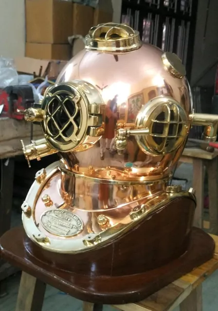 Antique Maritime 18" Mark V MkV Replica Copper And Brass Helmet Scuba Best Gift