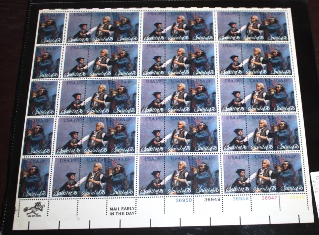 1976 SC# 1629-1631, AMERICAN BICENTENNIAL, MINT SHEET OF 50, 10c MULTI-CVOLOR