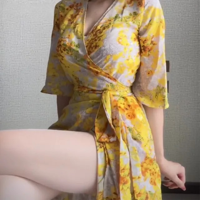 Sexy Cosplay Long High Waist Dress Women Home Wear Casual Floral Chiffon Dress