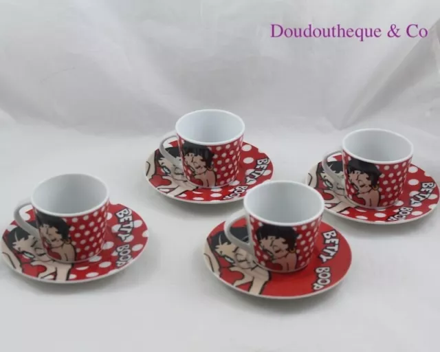 Lot de 4 tasses et soucoupes STARLINE Betty Boop service à café 5 cm (MO)