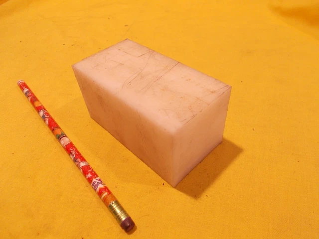 NATURAL DELRIN SQUARE BAR machinable plastic flat sheet stock 2" x 2" x 3 3/4"