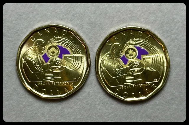 2022 Canada Oscar Peterson Dollars from Roll - Set of 2 Colourized $1 (Lot #130)
