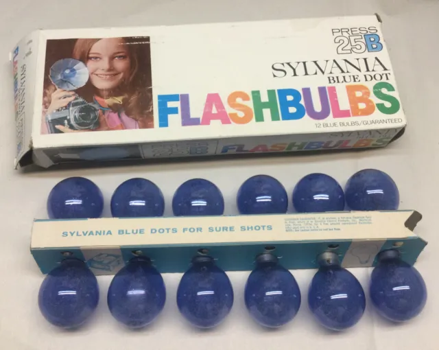 Paquete de 12 bombillas vintage de puntos azules Sylvania Press 25B