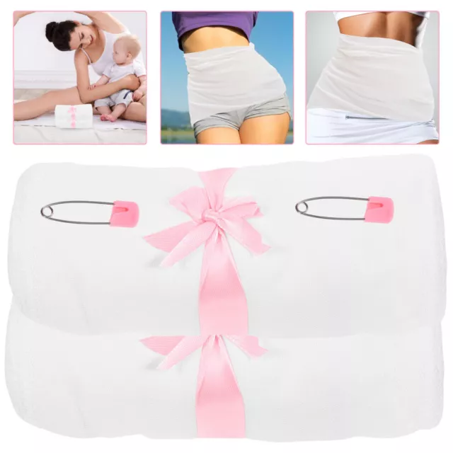 2 Rolls Postpartum Belly Band Gauze Cotton Maternity Recovery (White L)