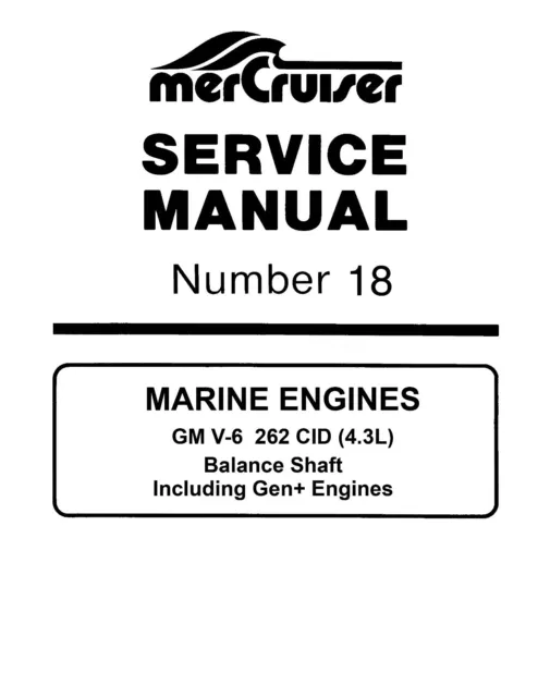 New Mercruiser Mercury Service Manual #18 Marine Engine GM V-6 262 CID 4.3L