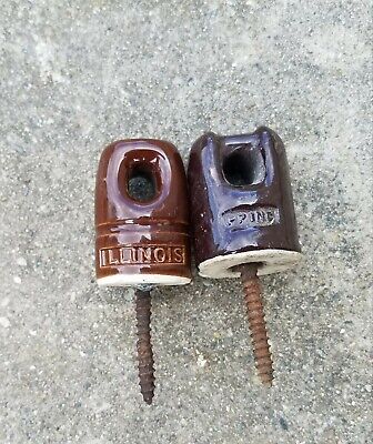 Vintage Porcelain Ceramic Insulator Brown Telephone Pole Wire Connector