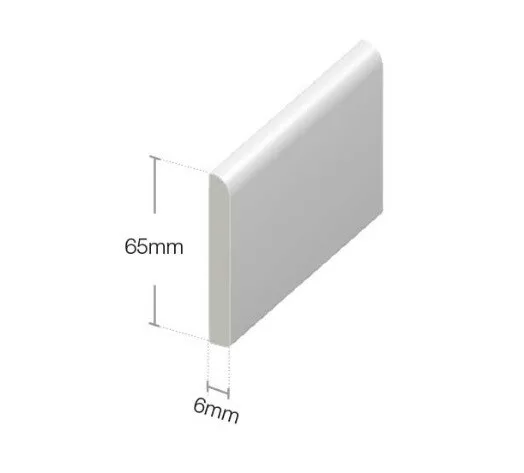 uPVC Architrave 65mm x 1m - Plastic Skirting Board - Window / Door Trim White 3