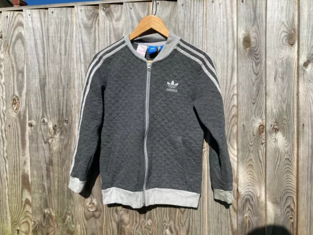 Boys Adidas Grey Zip Up Cotton Bomber Jacket Age 12 13 Teen Kids Coat Top