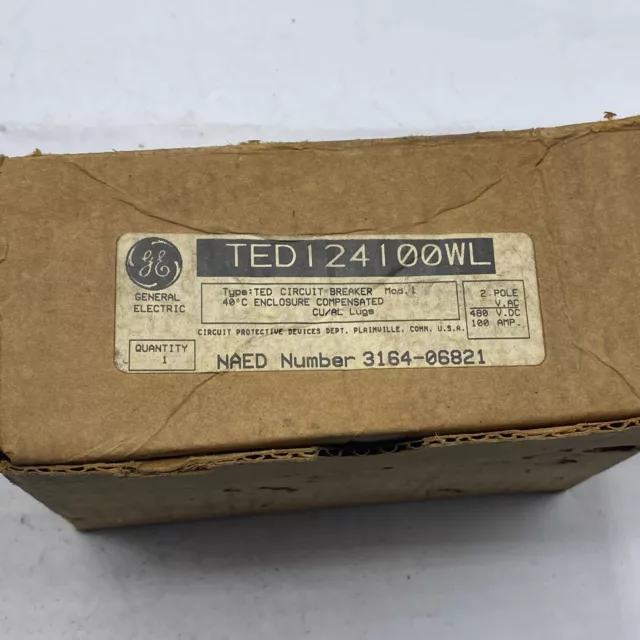 General Electric Ted124100Wl 100A 480Vac/250Vdc Nsmp