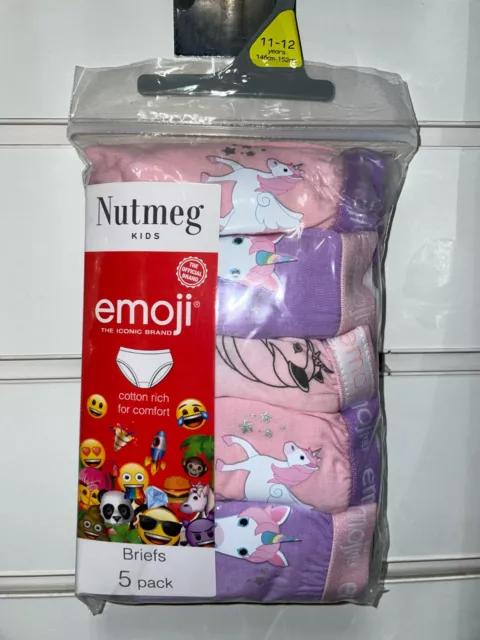 GIRLS NUTMEG EMOJI 5 Pack Briefs Underwear Size: 2-3-4-5-6-7-8-9-10-11-12 - New £4.74 - PicClick UK