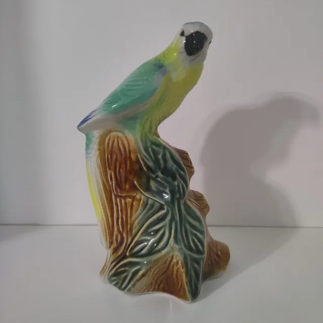 Vintage Ceramic Parrot Figurine Made In Brazil