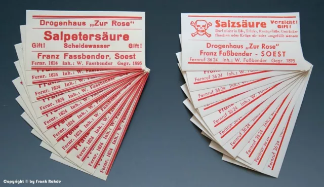 60 x Etiketten für Apotheken Flaschen aus SOEST um 1900-1960 3