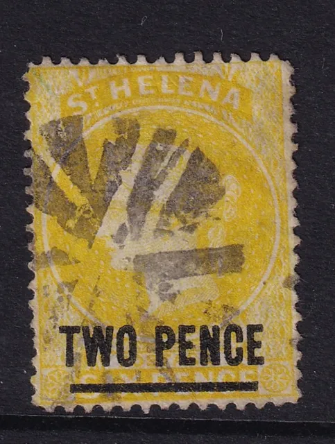 St Helena QV 1864-80 2d yellow TYPE B thick bar p14 used sg28