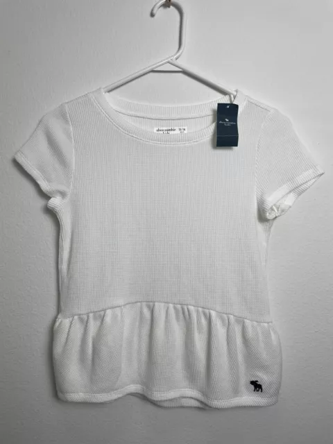 NWT Girls Abercrombie Kids 13/14 White Thermal Short Sleeve Shirt Top