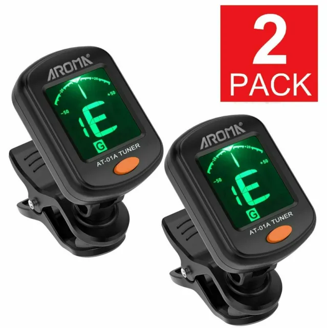 2x Digital Chromatic LCD Clip-On Electric Tuner for Bass Guitar Ukulele Violin