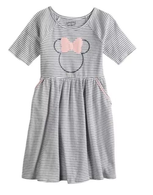 Girls Disney Striped Minnie Mouse Skater Dress Short Sleeve by Jumping Beans 2