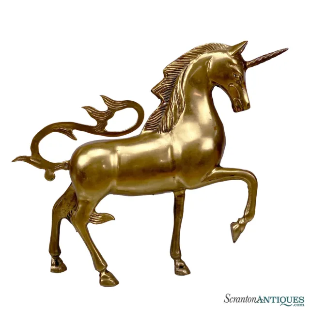Vintage Hollywood Regency Brass Unicorn Horse Sculpture
