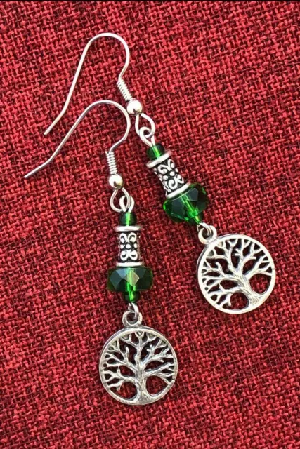 Tree of Life Earrings Celtic Pagan Wicca Australian Made Silver Pewter SS Hooks