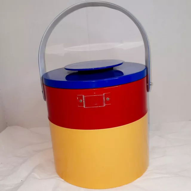 George Briard Ice Bucket Yellow Red Blue Mid Century Modern Hard Plastic Vinyl