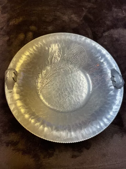 Vintage Trade Continental Mark Hand Wrought Hammered Aluminum Open Bowl Tray 715