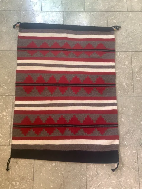 Vintage Native American Navajo Indian Rug Blanket 25" x 35" - Estate Acquired