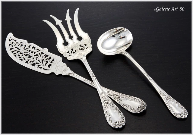 PUIFORCAT : COUVERT de Service Poisson + Cuillère à Sauce Argent 