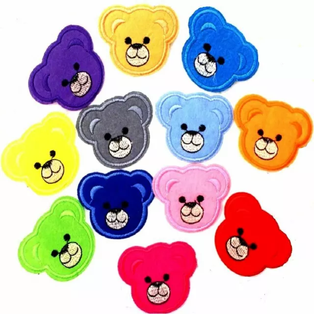 ÉCUSSON PATCH BRODÉ thermocollant - TÊTE OURSON NOUNOURS ** 5,5 x 4,5 cm **