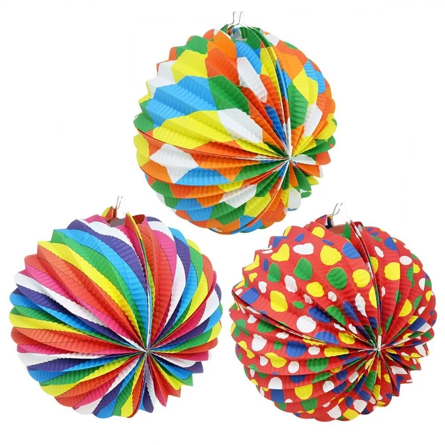 3x Laterne mit bunten Motiven - Papierlaterne für Sankt Martin und Halloween -