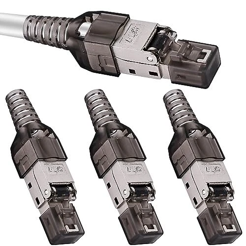 4 PCS CONNECTEUR RJ45 Cat7: 10 Gbps 600MHz Sans Outil Fiche Réseau RJ45 ...