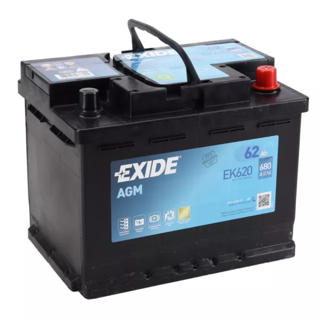 EXIDE EK620 AGM START-STOP Autobatterie Batterie Starterbatterie 12V 62Ah EN680A