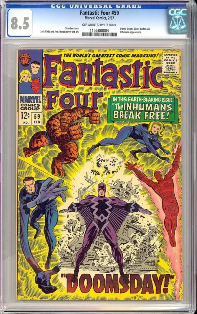 Fantastic Four #59 High Grade Silver Age Doctor Doom Marvel Comic 1967 CGC 8.5