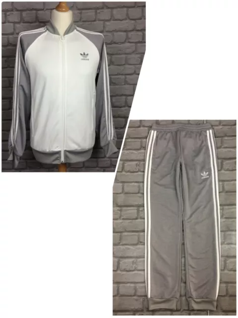 Adidas Originals Mens White Grey Zip Track Top/ Pants 3 Stripe Sold Separately K