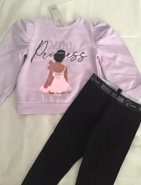 Set di maglie principessa viola River Island mini bambina età 12-18 mesi nuovo con etichette